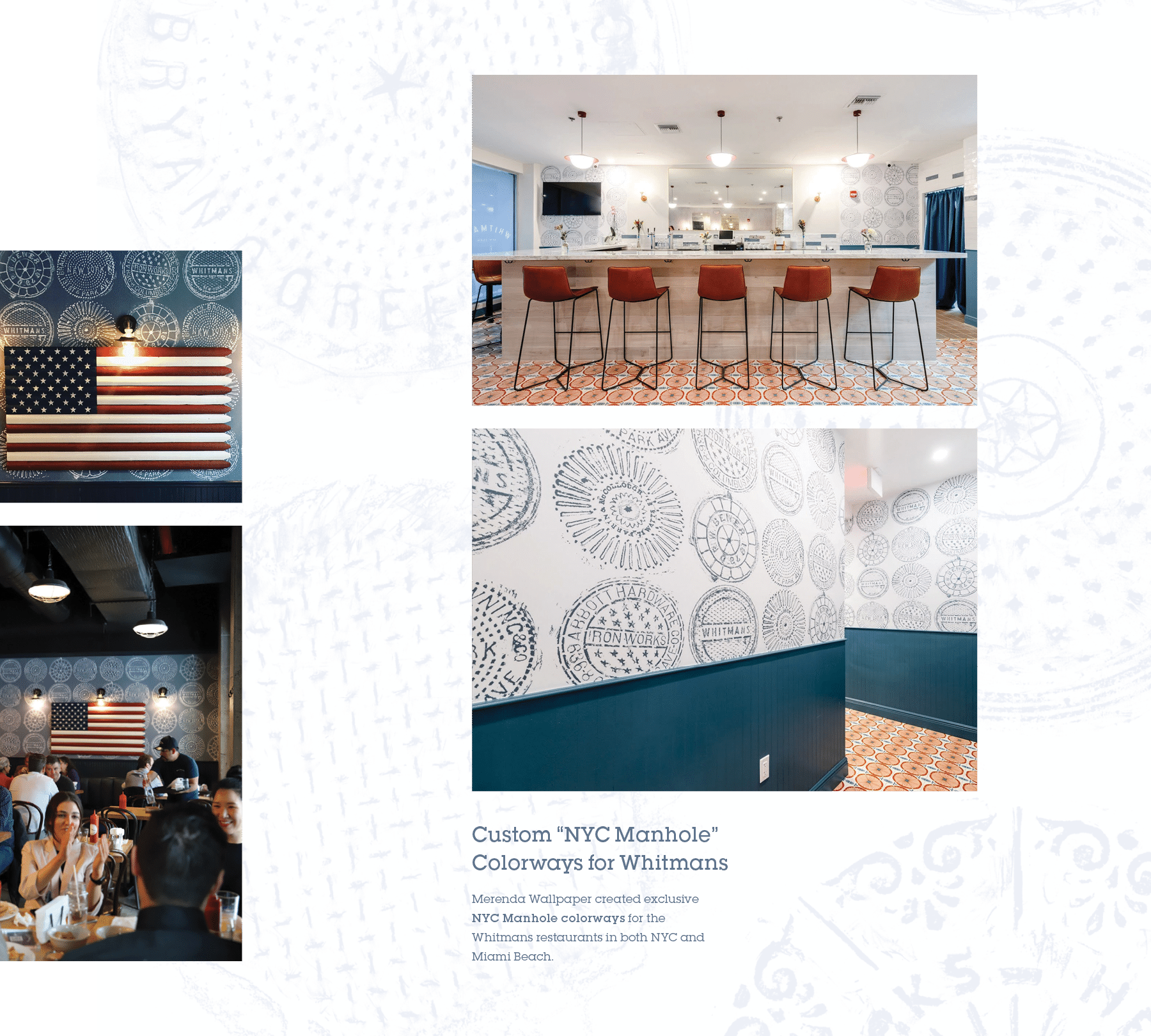 Custom “NYC Manhole” Colorways for Whitmans,Merenda Wallpaper created exclusive NYC Manhole colorways for the Whitman...